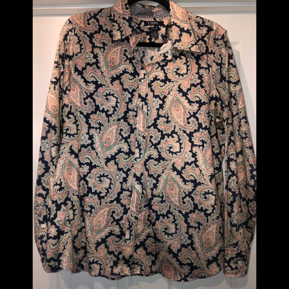 Large chaps women’s wear button up paisley shirt
